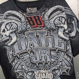 Dale Earnhardt JR Vintage Y2K Grunge Skull T-shirt Large Affliction Style Emo